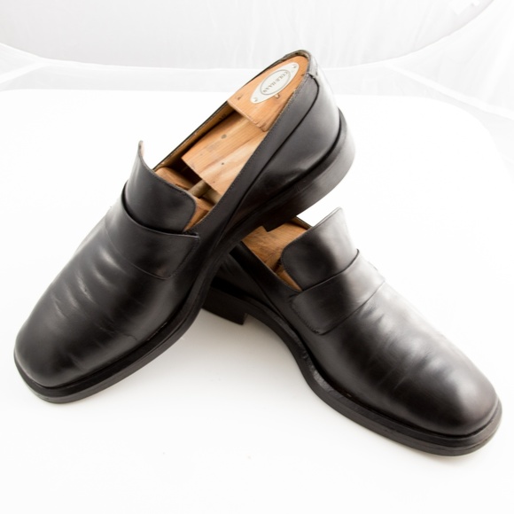 Bally Tenno Black Leather Slip on Shoe Size 10E